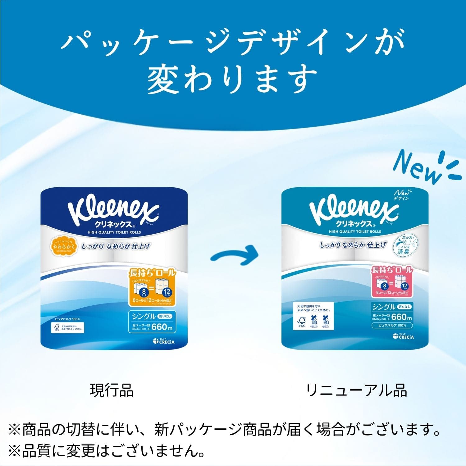 クリネックス 1.5倍巻き コンパクト8ロール シングル/ダブル8ロール×8パック 日本製紙クレシア