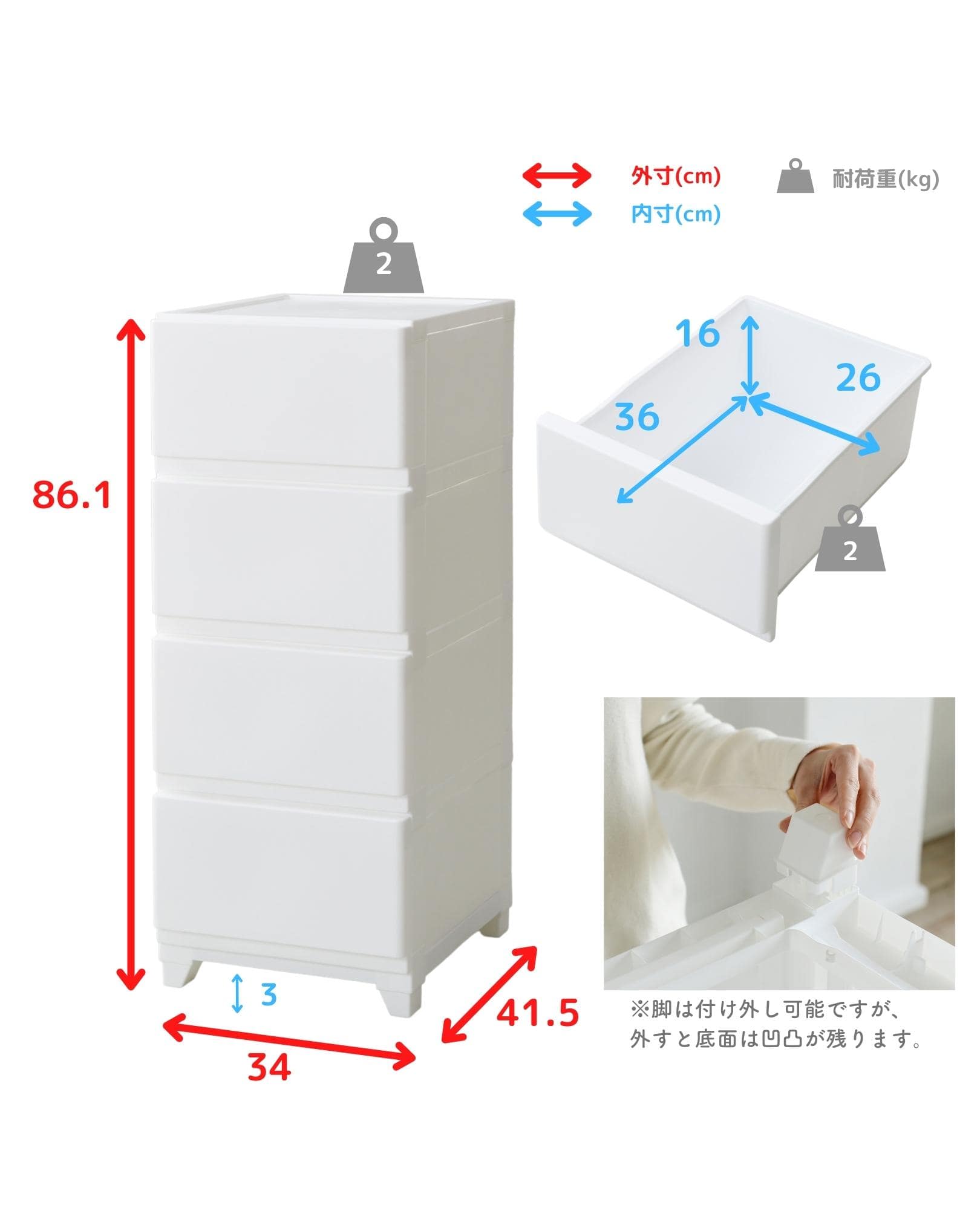 ホコリが入りにくいチェスト 中が透けない 壁付きチェスト スリム 4段 幅34 奥行41.5 高さ86.1cm 日本製