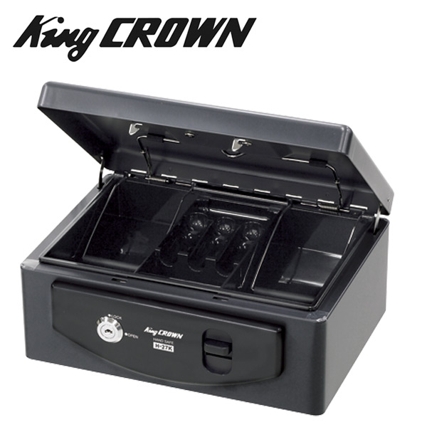 手提金庫 (A5判収納サイズ) 鍵式 H-27K 日本アイエスケイ King CROWN