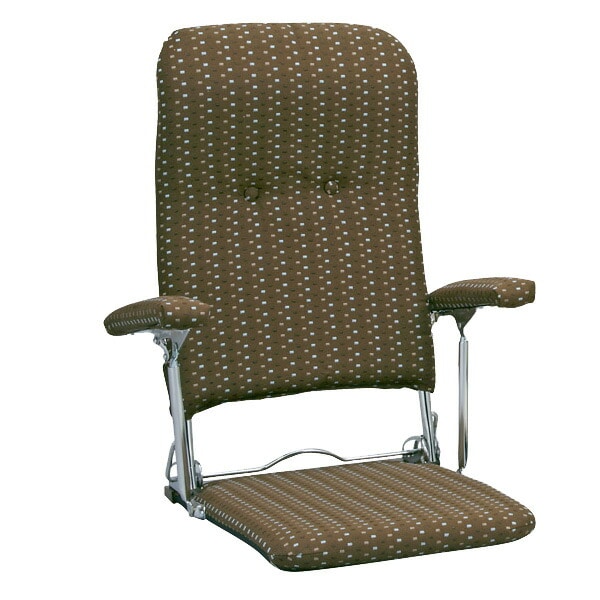 【10％オフクーポン対象】折りたたみ座椅子(肘付ハイバック) YS-1046(BR) ブラウン 宮武製作所