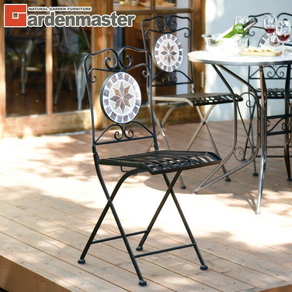 家具 山善 ガーデン3点セット モザイク調テーブルチェア HMTS-50 ガーデンファニチャー