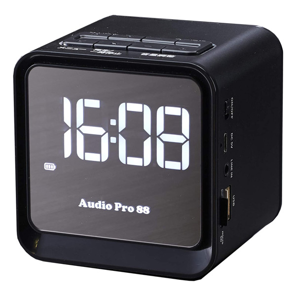 ミニスピーカー 時計機能 Bluetooth機能 アラーム機能 クロックラジオ付き TMB-009 ブラック とうしょう
