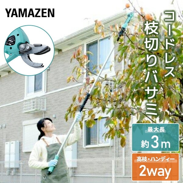 充電式 電動 高枝切りバサミ つかみ機能付き 最大伸縮3m LPV-1025 山善 YAMAZEN