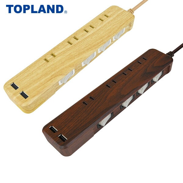 USB付き節電4個口タップ1.5m 電源タップ  MTS15 トップランド TOPLAND