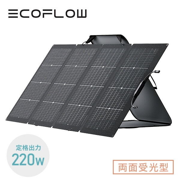 【10％オフクーポン対象】220W両面受光型ソーラーパネル 両面受光発電 収納バッグ付き 太陽発電 EcoFlow エコフロー