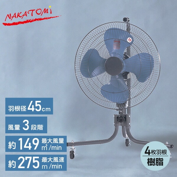 【10％オフクーポン対象】工場扇 45cm キャスター式  大風量 TZC-45P ナカトミ NAKATOMI