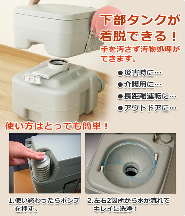 【10％オフクーポン対象】本格派ポータブル水洗トイレ(20L) SE-70115 マリン商事