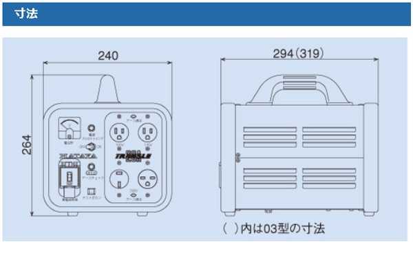 【10％オフクーポン対象】電圧変換器トランスル昇降圧兼用型(2KVA) HLV-02A ハタヤ HATAYA