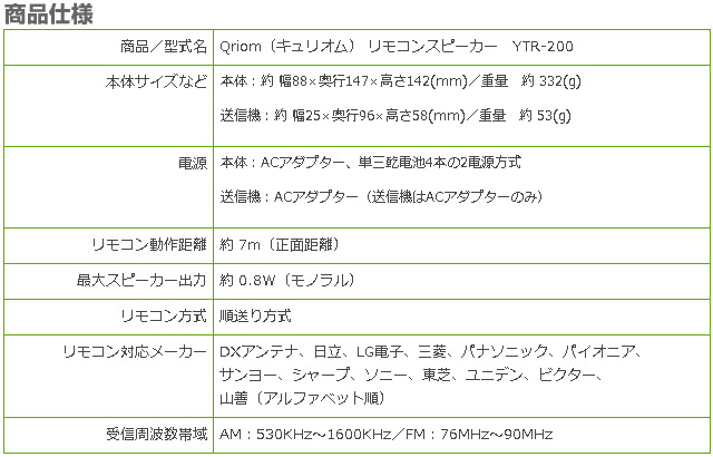 リモコン付き手元スピーカー AM/FMラジオ搭載 YTR-200 山善 YAMAZEN キュリオム Qriom