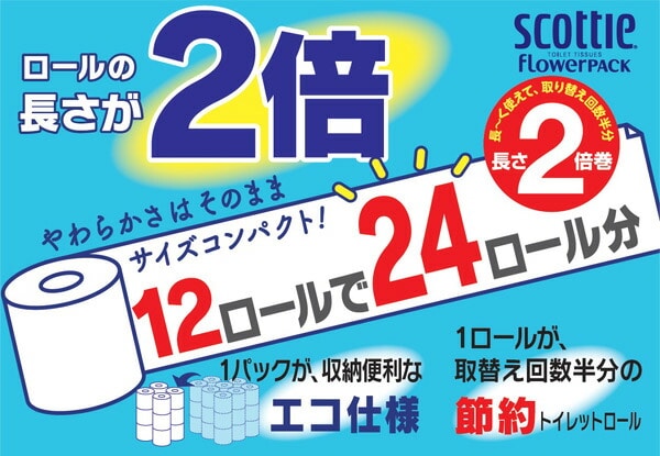 スコッティ トイレットペーパー フラワーパック 2倍巻き シングル 12