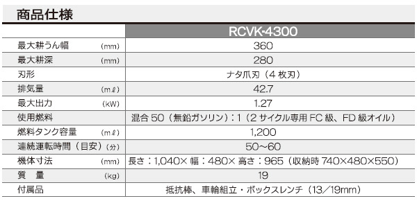 エンジン耕運機 RCVK-4300 リョービ RYOBI