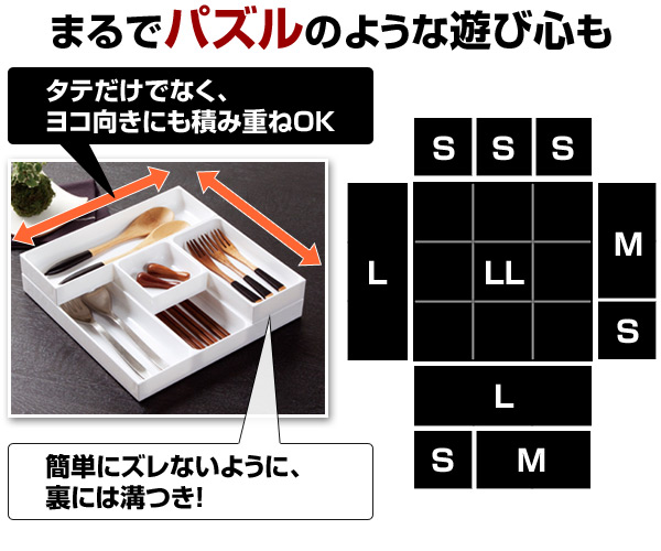 カトラリーケース 7点セット カトラリートレー S 2個/M 2個/L 2個/LL 1個 JEJアステージ【10％オフクーポン対象】