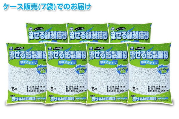 トイレに流せる 紙製 猫砂 固まるタイプ 6L*7袋 NKN-6*7 常陸化工