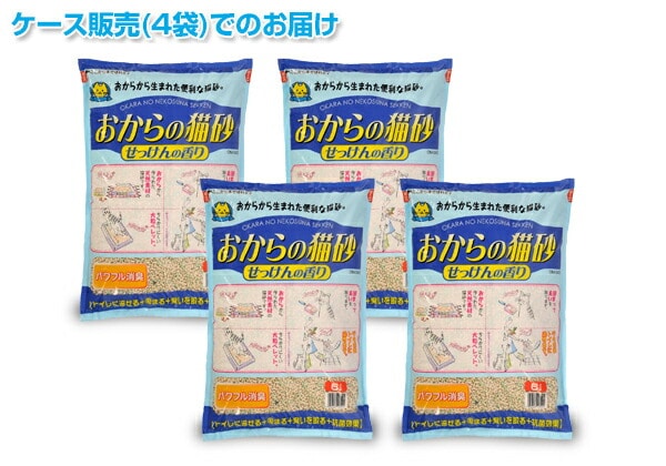 トイレに流せる おからの猫砂 せっけんの香り 6L×4袋 ON-SK6*4 常陸化工