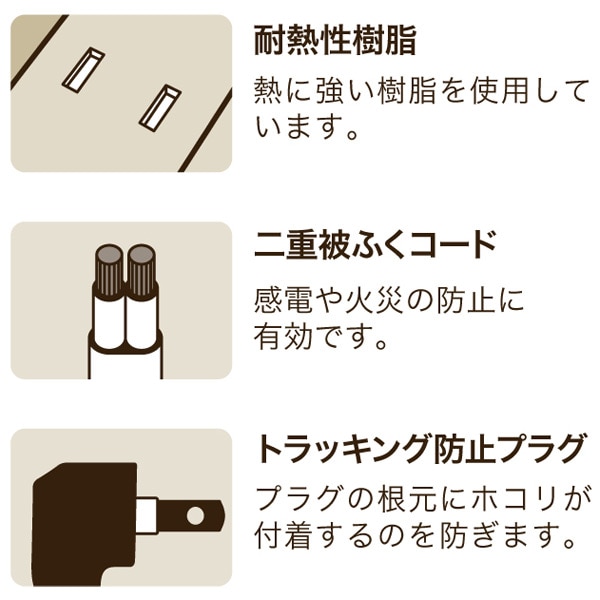 【10％オフクーポン対象】4個口 コンセントタップ 延長コード(1.5m) 合計1500Wまで M4249 トップランド TOPLAND