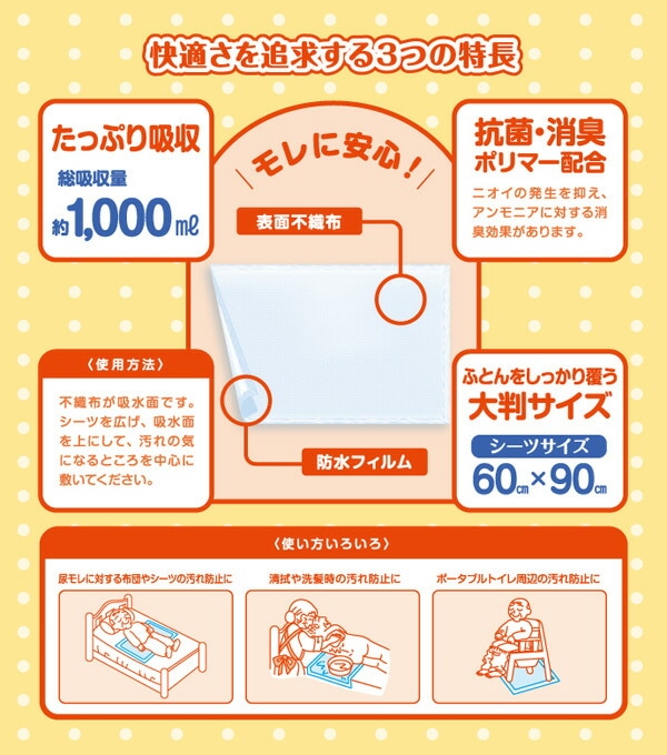 フリーネ 介護用 安心シーツ 使い捨て おねしょシーツ 大判 (60×90cm) 20枚×4(80枚) FKA-157*4 第一衛材