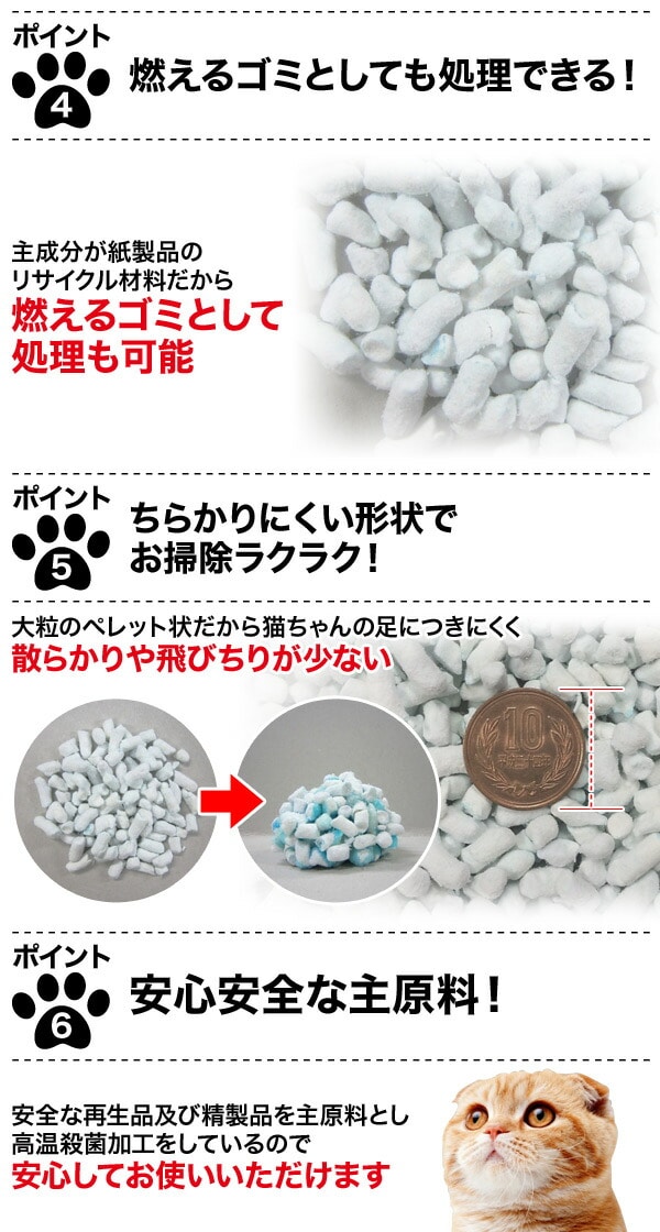 【10％オフクーポン対象】紙製猫砂 ファインブルー (トイレに流せる 色がかわる 固まる) 日本製 (8L×6袋) 常陸化工