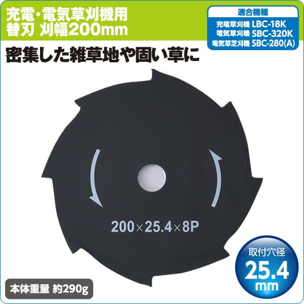 【10％オフクーポン対象】電気草刈機 YDR-201/LBC-18K/SBC-320K/SBC-280A専用替刃 (刈幅200mm) 山善 YAMAZEN