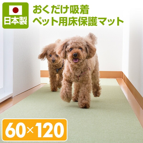 【10％オフクーポン対象】おくだけ吸着 ペット用床保護マット 日本製 (60×120cm) サンコー