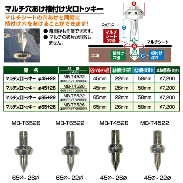 マルチバーナー専用 マルチ穴あけ植付け火口トッキー MB-T4522 新富士バーナー