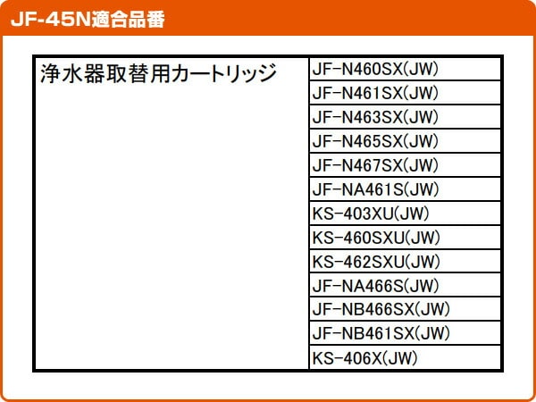 ビルトイン用 交換用浄水カートリッジ (13+2物質除去) 1個入り JF-45N