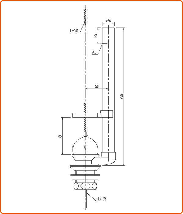 隅付ロータンク用フロート弁(洗浄管外径32mm/フロート管298mm) PK-TF-870C-32 イナックス INAX