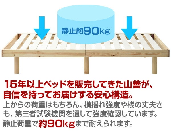 【10％オフクーポン対象】すのこベッド 天然木パイン材 静止荷重約90kg MSB-1(NA) 山善 YAMAZEN