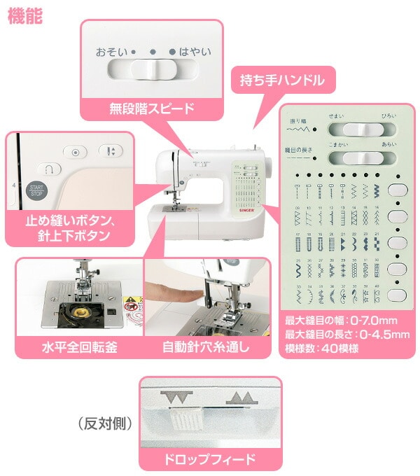 コンピュータミシン(ワイドテーブル/フットコントローラー/12色糸