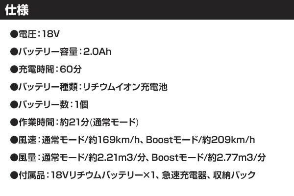 18V 2.0Ah コードレスブロワー GWC1820PC ブラックアンドデッカー