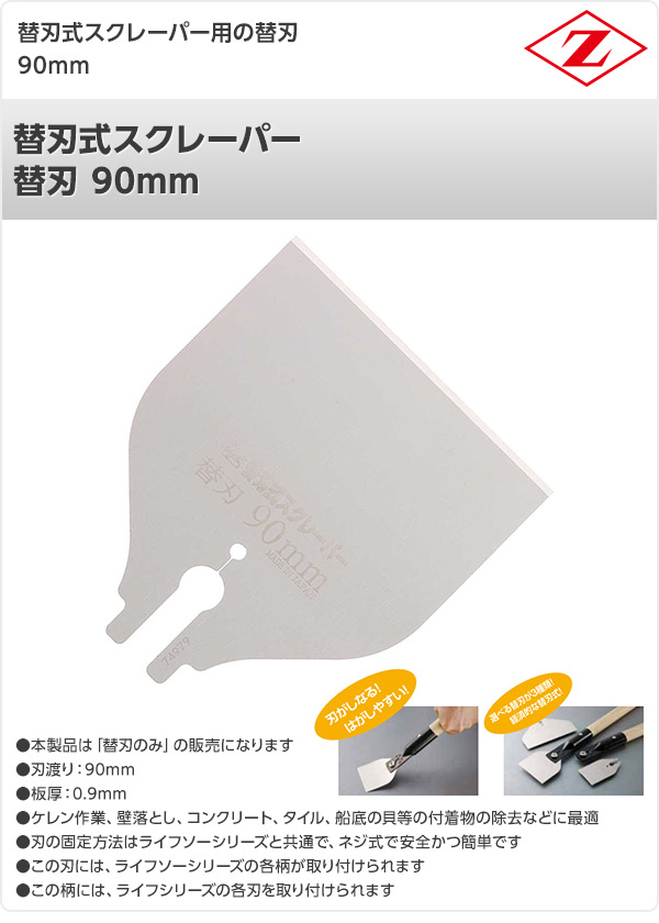 替刃式スクレーパー 替刃 90mm 30351 ゼット販売