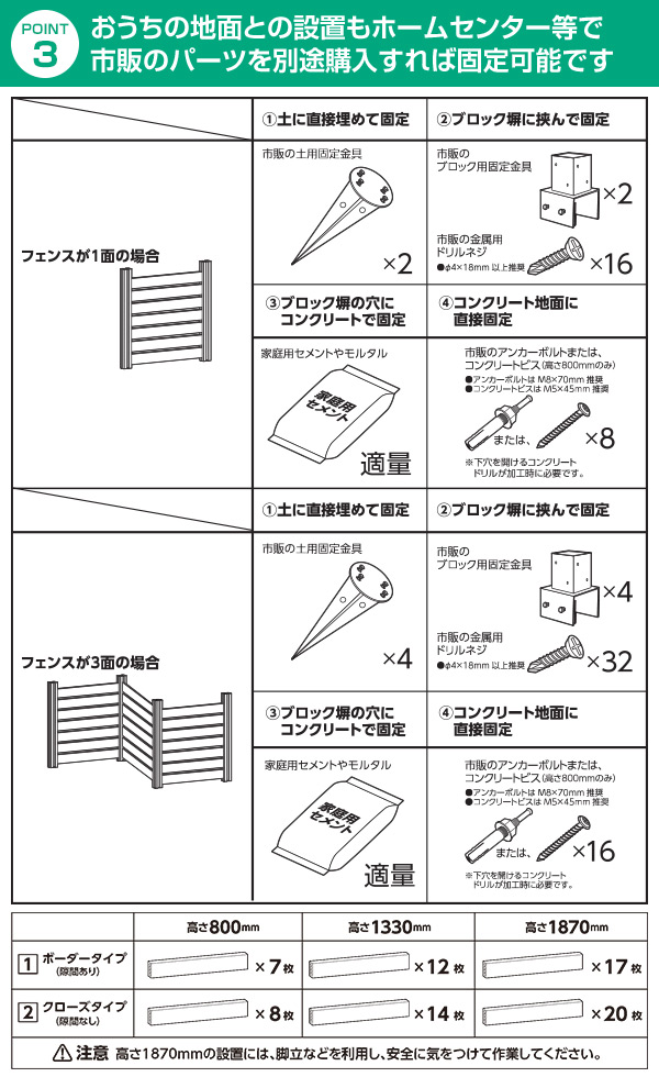 【10％オフクーポン対象】フェンス アルミ 支柱 高さ80cm 2本セット KMFS-80 山善 YAMAZEN ガーデンマスター