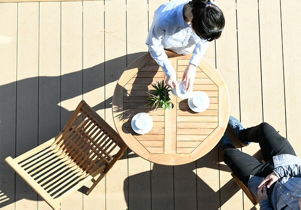 ガーデン テーブル セット 折りたたみ 3点 チーク天然木 幅80cm IRT 