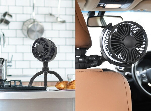 扇風機 どこでもFAN ホーム＆カー SF-DF20BK ブラック トップランド TOPLAND