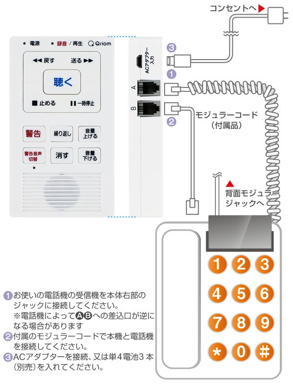 販売終了】自動通話録音機 まも録 YDR-100AT(W) | 山善ビズコム