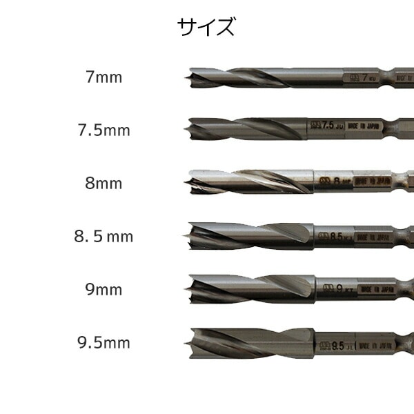 竹用ドリル 7-9.5mm 601-070/601-075/601-080/601-085/601-090/601-095