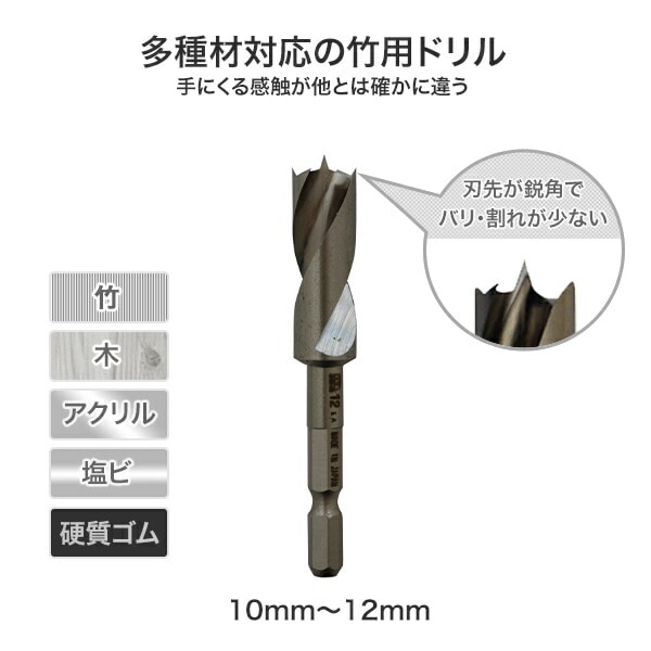 竹用ドリル 10-12mm 601-100/601-105/601-110/601-115/601-120 スターエム