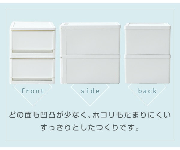 中が透けない 収納ボックス 幅28 奥行36 高さ18cm ポリプロピレンケース 2個組 ホワイト 日本製