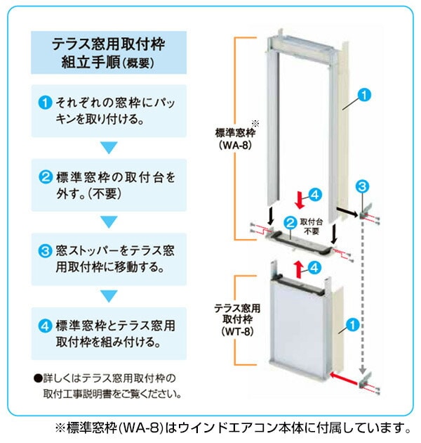 コロナウインドエアコン専用】 テラス窓用取付枠 延長窓枠 WT-8 コロナ 