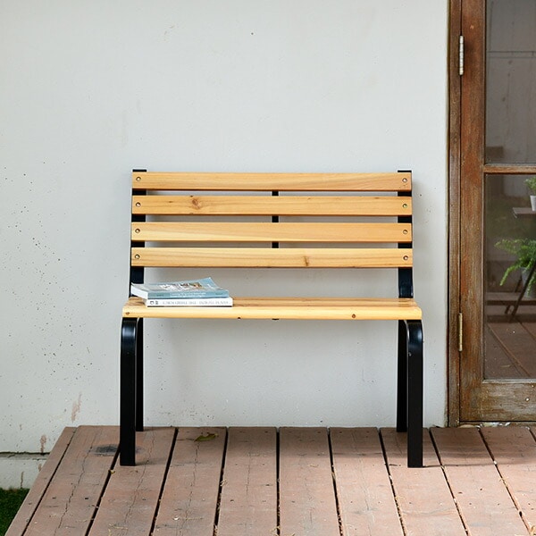 ガーデンベンチ ミニ 幅80cm 天然木製 KMB-80(NA/BK) 山善 YAMAZEN ガーデンマスター