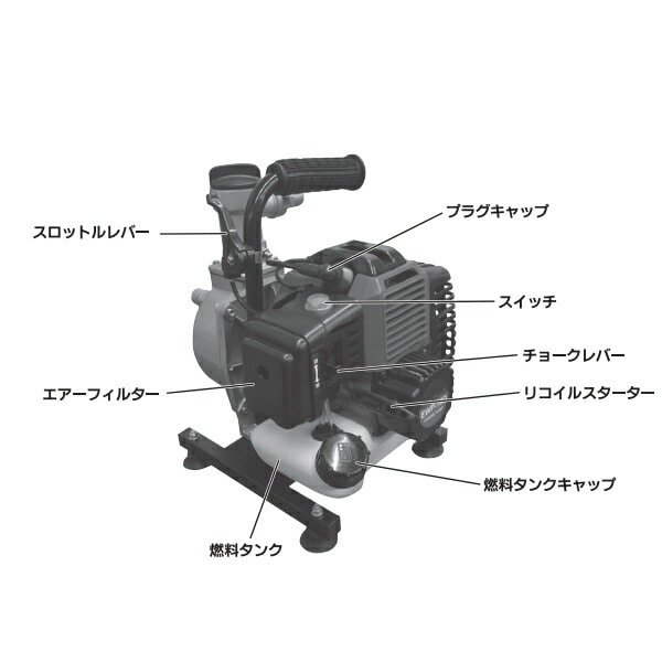 エンジンポンプ 2サイクル 1インチ 最大吐出量120L/min EWP-10D