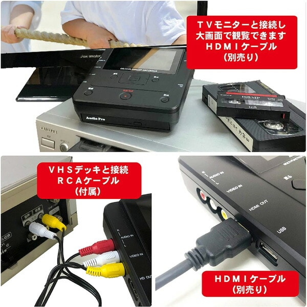 メディア レコーダー 録画・録音かんたん録右エ門 ダビング機 USB SDカード DMR-0720 ブラック とうしょう