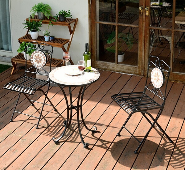 ガーデンテーブル モロッコタイルテーブル - 机/テーブル