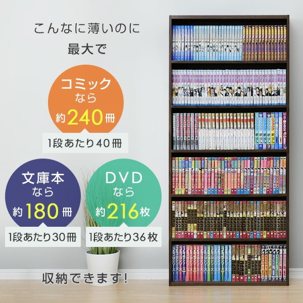 マンガぴったり 本棚カラーボックス 6段 幅59.5 奥行17 高さ134cm CR