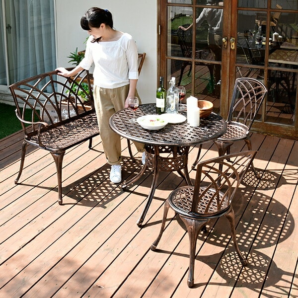 ガーデンテーブル 4点 円形 アルミ製 KAGT-90/KAGC-37/KAGB-100 | 山善 