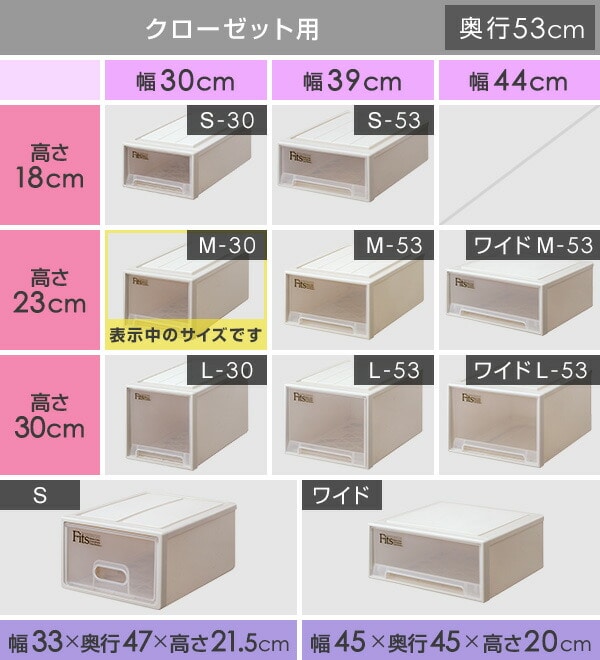 【10％オフクーポン対象】フィッツケース 2セット 幅30 奥行き53 高さ23cm M-30 日本製 天馬 TENMA