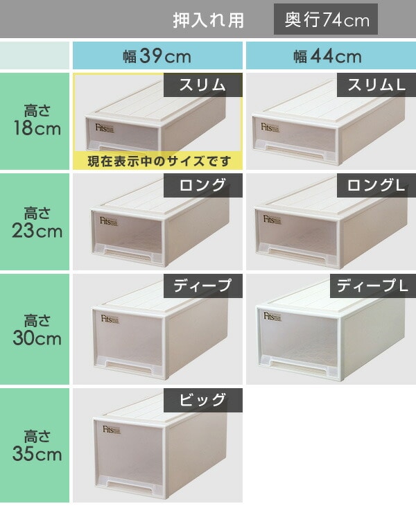 【10％オフクーポン対象】フィッツケース 2セット 幅39 奥行き74 高さ18cm スリム 日本製 天馬 TENMA