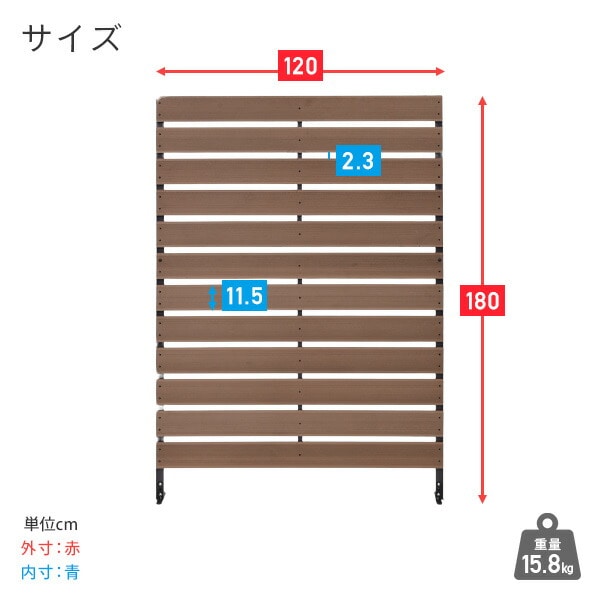 10％オフクーポン対象】フェンス 目隠し 人工木 (幅120cm 高さ180cm