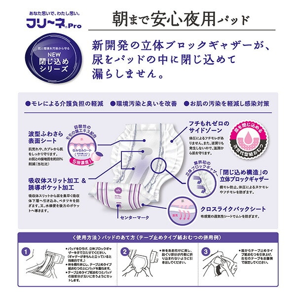 朝まで安心夜用パッド 大人用紙おむつ パッド (おしっこ約8回分) 28枚×4(112枚) DTS-188*4 フリーネ