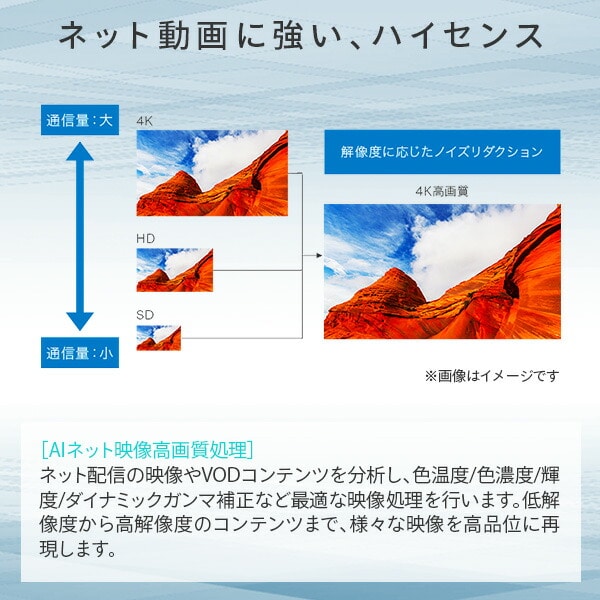 テレビ 43型 4K HDR 外付けHDD録画 裏番組録画 43E65G ハイセンス