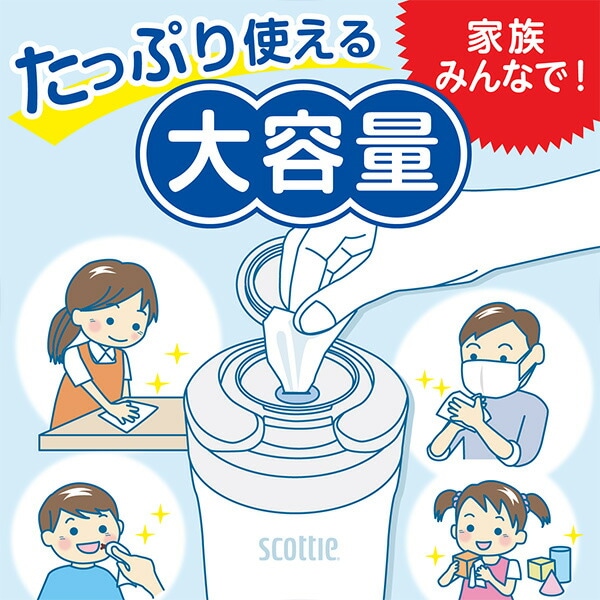 詰替用 つめかえ用 純水99％ スコッティ ウェットティッシュ 130枚入り×20個ノンアルコール・無香料 76175 日本製紙クレシア